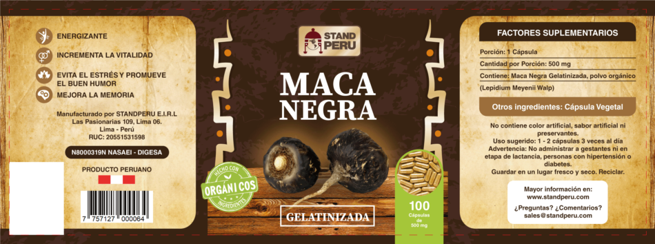 black maca label