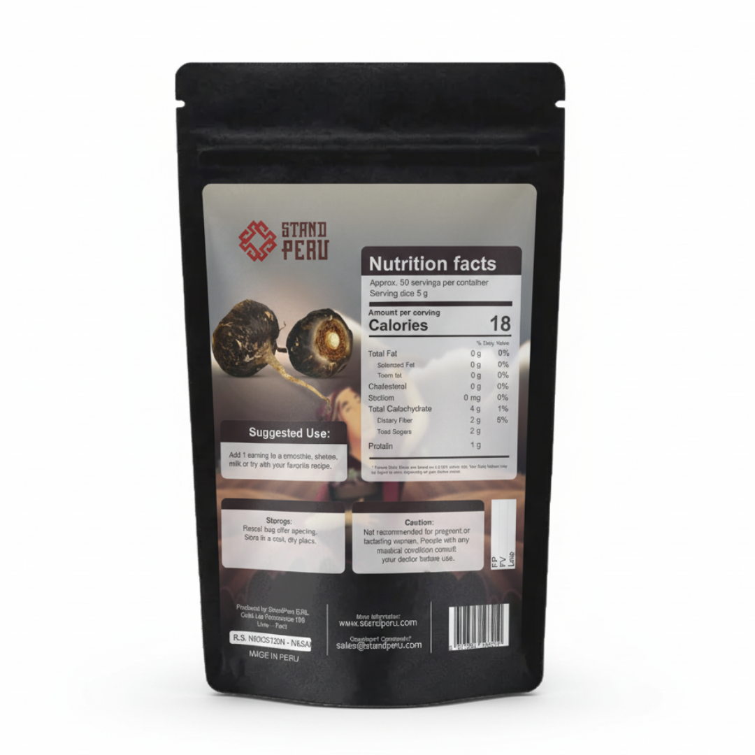 Gelatinized Black Maca Powder - label